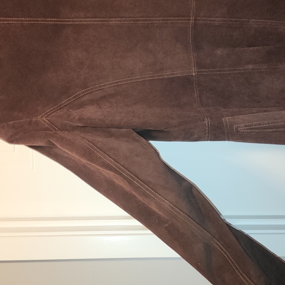 Brown Danier Suede Leather Trench Coat Jacket - Picture 4 of 12